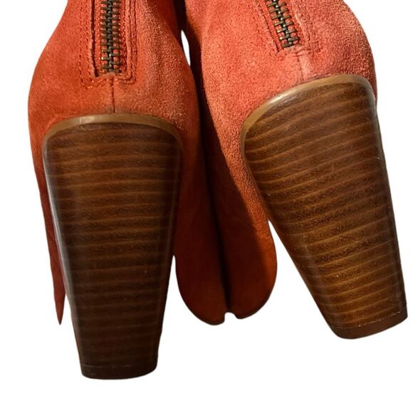 Very Corso Como 10th Anniversary Burnt Orange Suede Ankle Boots Booties Size 7 - Picture 6 of 10